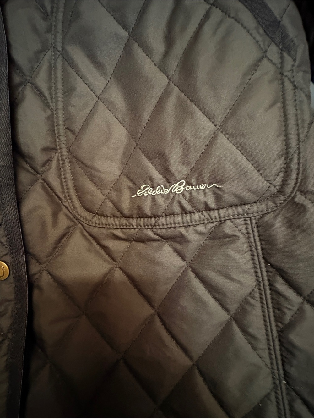 Quilted Eddie Bauer Poppy-Embroidered Fall Coat -black - Picture 12 of 13